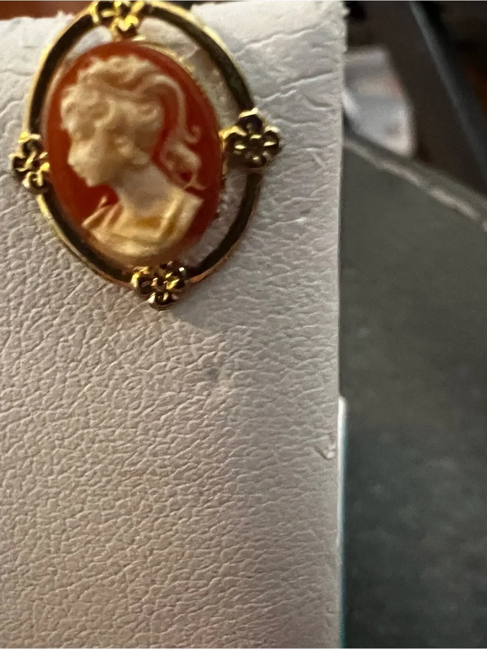 Gold-Tone Red Cameo Stud Earrings - Classic Women's Jewelry